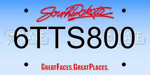 6TTS800 South Dakota License Plate