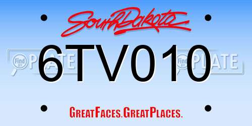 6TV010 South Dakota License Plate
