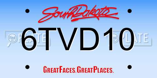 6TVD10 South Dakota License Plate