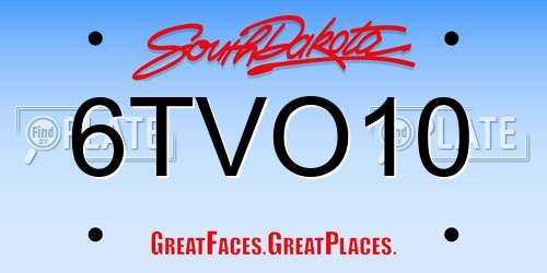 6TVO10 South Dakota License Plate