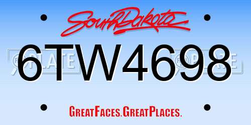6TW4698 South Dakota License Plate