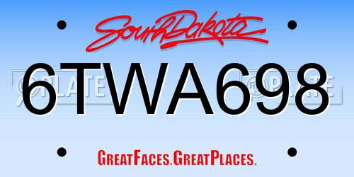 6TWA698 South Dakota License Plate