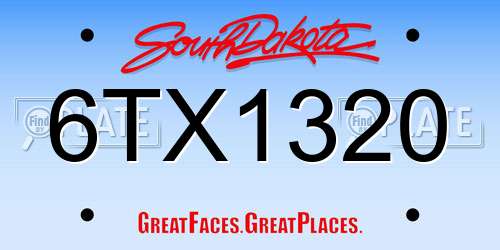 6TX1320 South Dakota License Plate