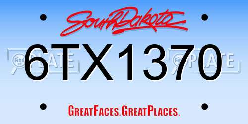 6TX1370 South Dakota License Plate