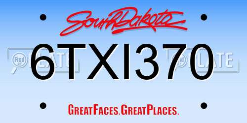 6TXI370 South Dakota License Plate