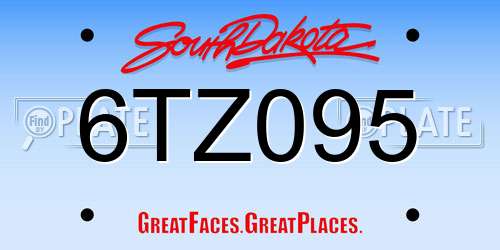 6TZ095 South Dakota License Plate
