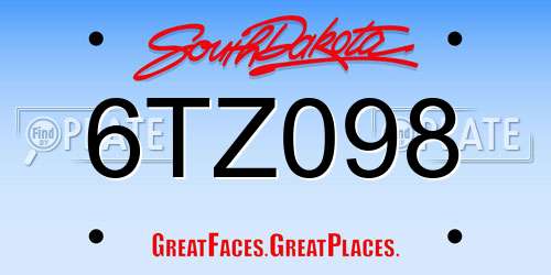 6TZ098 South Dakota License Plate
