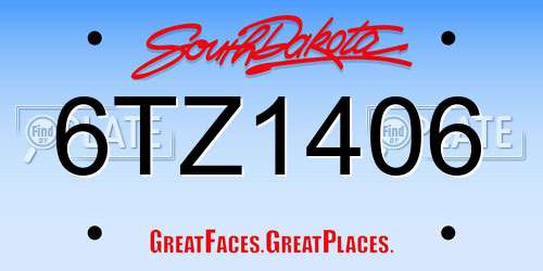 6TZ1406 South Dakota License Plate