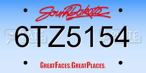 6TZ5154 South Dakota License Plate