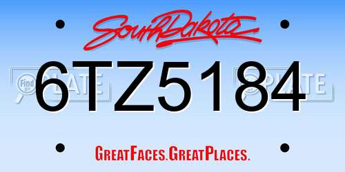 6TZ5184 South Dakota License Plate
