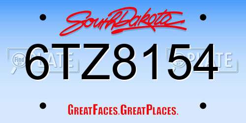 6TZ8154 South Dakota License Plate