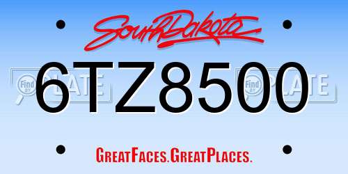 6TZ8500 South Dakota License Plate