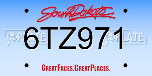 6TZ971 South Dakota License Plate