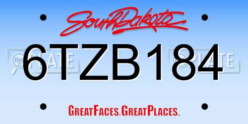 6TZB184 South Dakota License Plate