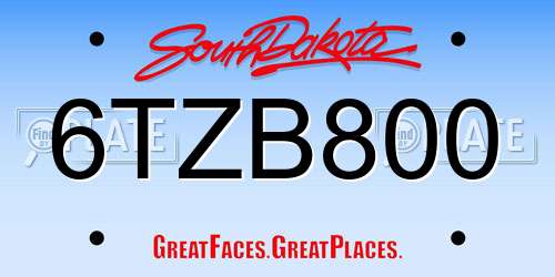 6TZB800 South Dakota License Plate