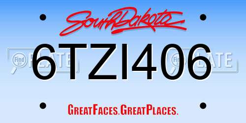 6TZI406 South Dakota License Plate