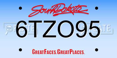 6TZO95 South Dakota License Plate