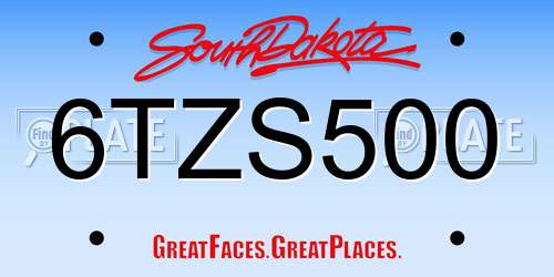 6TZS500 South Dakota License Plate
