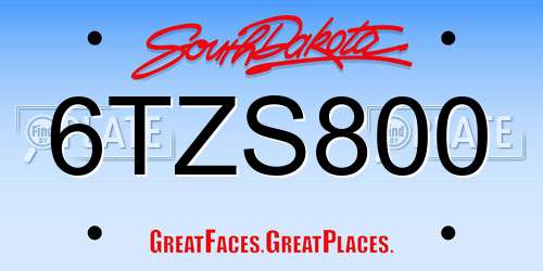 6TZS800 South Dakota License Plate