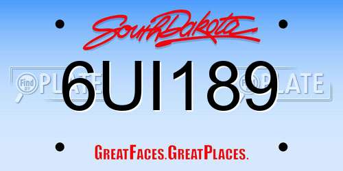 6UI189 South Dakota License Plate
