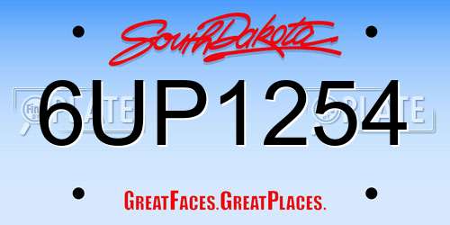 6UP1254 South Dakota License Plate