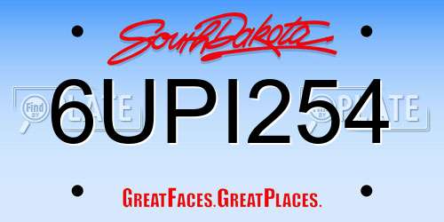 6UPI254 South Dakota License Plate
