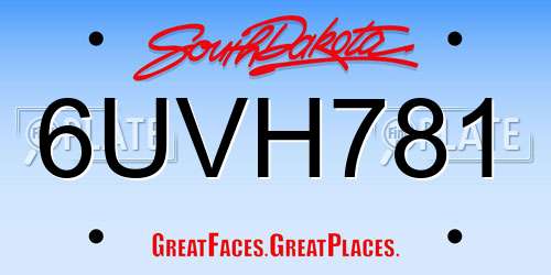 6UVH781 South Dakota License Plate