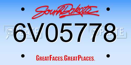 6V05778 South Dakota License Plate