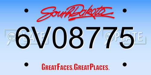 6V08775 South Dakota License Plate