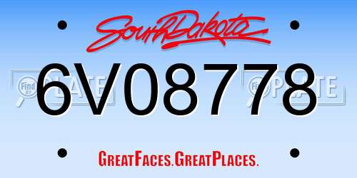 6V08778 South Dakota License Plate