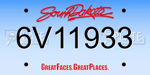 6V11933 South Dakota License Plate