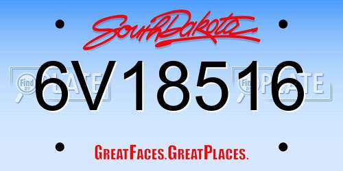 6V18516 South Dakota License Plate