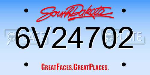 6V24702 South Dakota License Plate