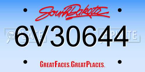 6V30644 South Dakota License Plate