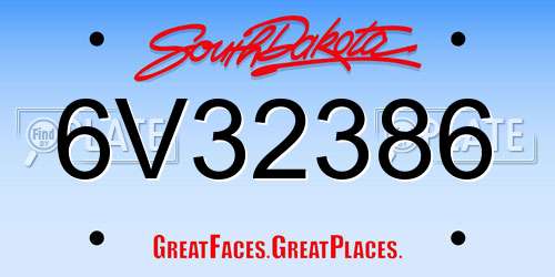 6V32386 South Dakota License Plate