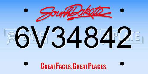 6V34842 South Dakota License Plate