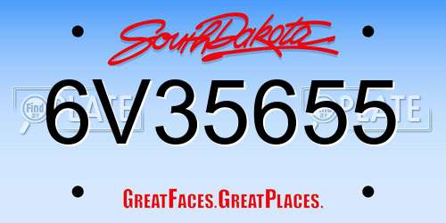 6V35655 South Dakota License Plate