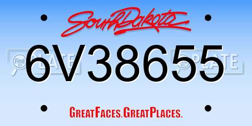 6V38655 South Dakota License Plate