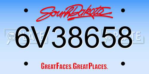 6V38658 South Dakota License Plate