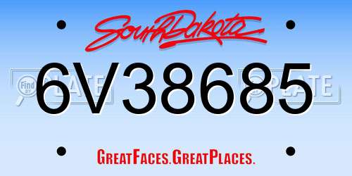 6V38685 South Dakota License Plate