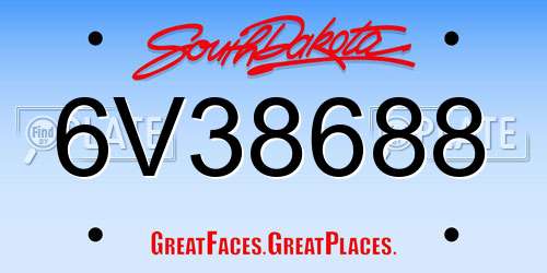 6V38688 South Dakota License Plate