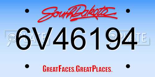 6V46194 South Dakota License Plate