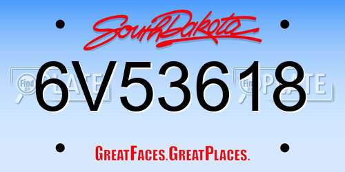 6V53618 South Dakota License Plate