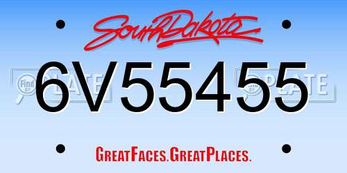 6V55455 South Dakota License Plate