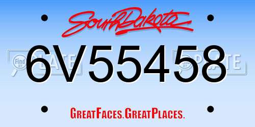 6V55458 South Dakota License Plate
