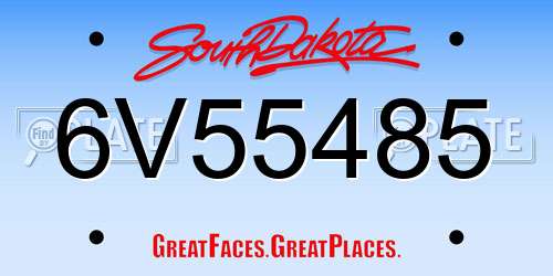 6V55485 South Dakota License Plate