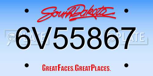 6V55867 South Dakota License Plate