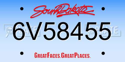 6V58455 South Dakota License Plate
