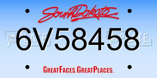 6V58458 South Dakota License Plate