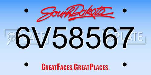 6V58567 South Dakota License Plate